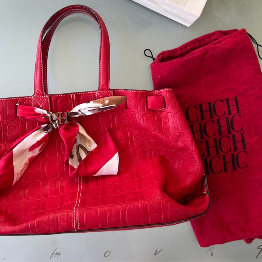 Red Embossed Tote Bag